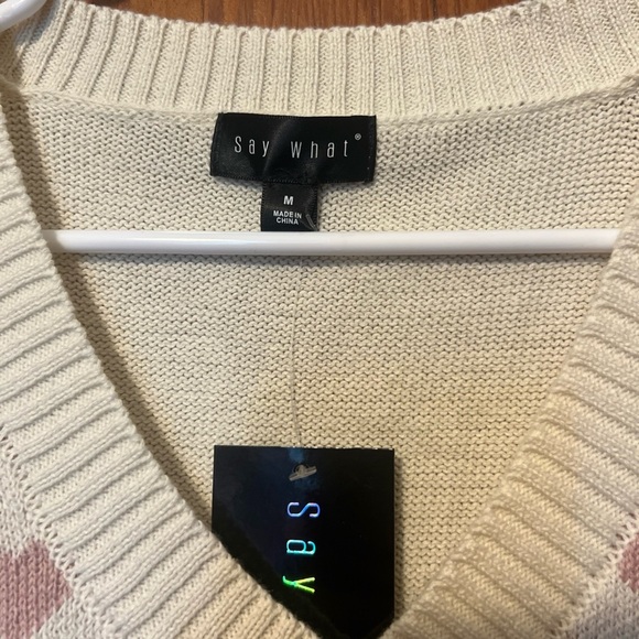 Say What? Cream and Pink Knit Vest Women’s Medium NWT - Picture 2 of 5